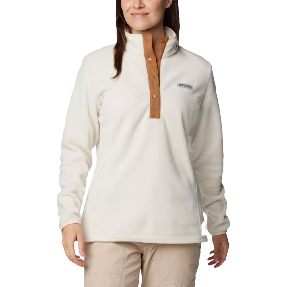 Columbia Cream Fleece Pullover with Brown Trim Accents